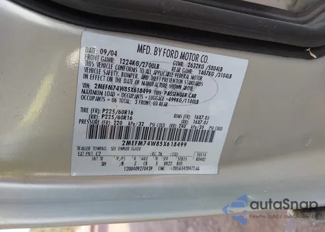 2005 Mercury Grand Marquis Gs from USA, damaged, VIN 2MEFM74W85X618499